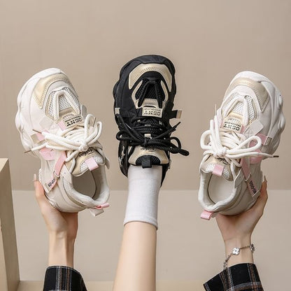 Sneakers Panel Lace-Up Platform Mesh