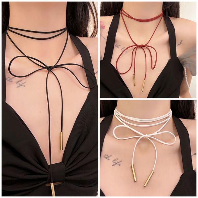 Bow Layered String Necklace