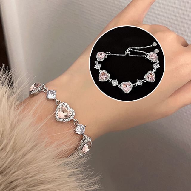 Rhinestone Heart Bracelet