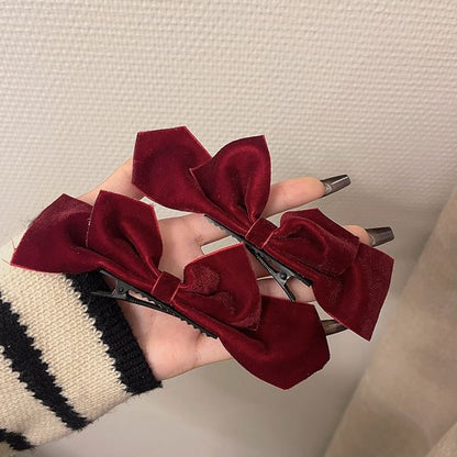 Set of 2: Bow Velvet Hair Clip
