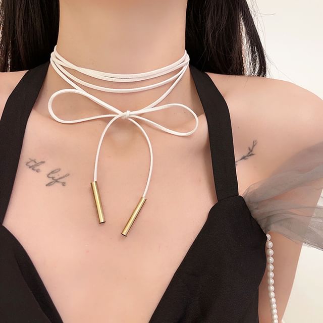 Bow Layered String Necklace