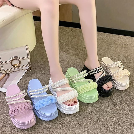 Platform Faux Pearl Sandals