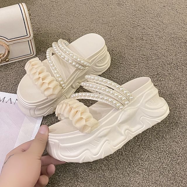 Platform Faux Pearl Sandals