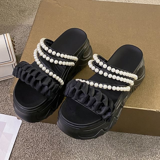 Platform Faux Pearl Sandals