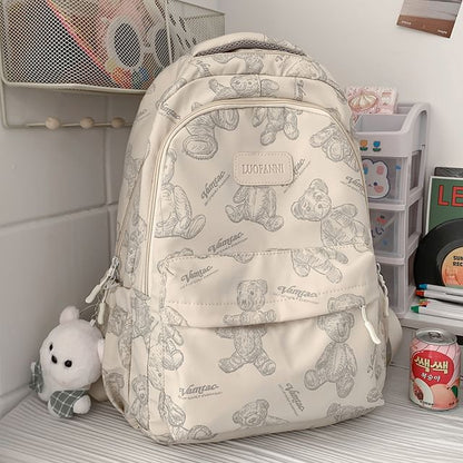 Bear Print Nylon Backpack