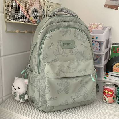 Bear Print Nylon Backpack