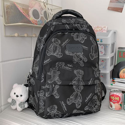 Bear Print Nylon Backpack