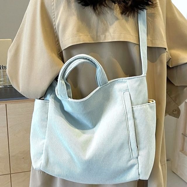 Plain Corduroy Tote Bag