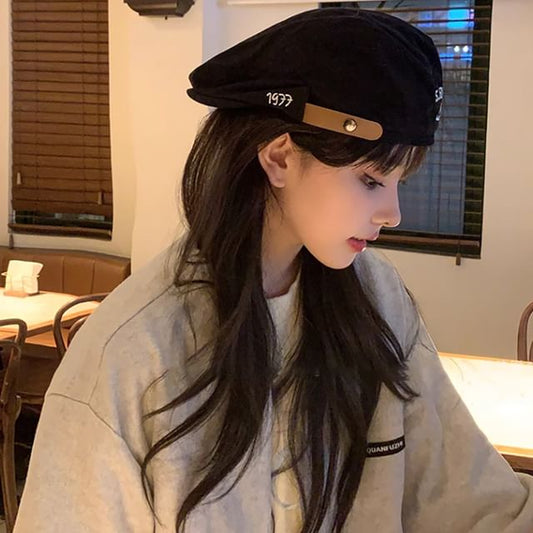 Numerical  Embroidered Flat Cap