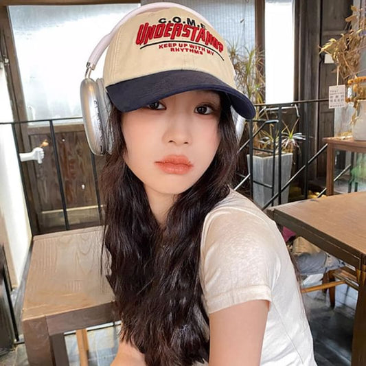 Lettering Embroidered Color Panel Baseball Cap