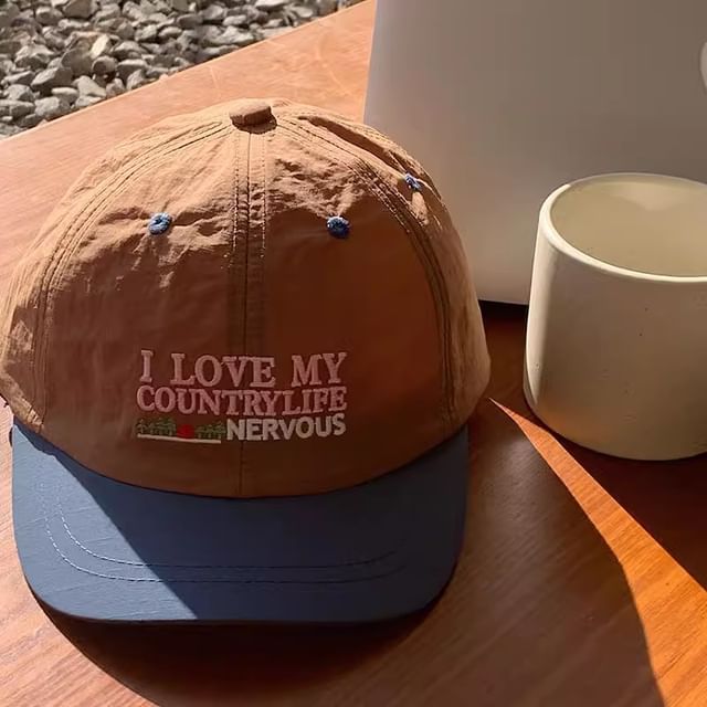 Short Panel Brim Color Cap Lettering Embroidered