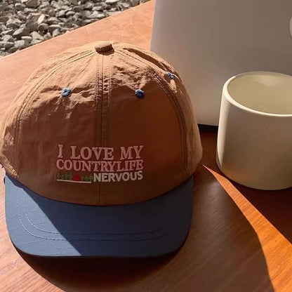 Short Panel Brim Color Cap Lettering Embroidered