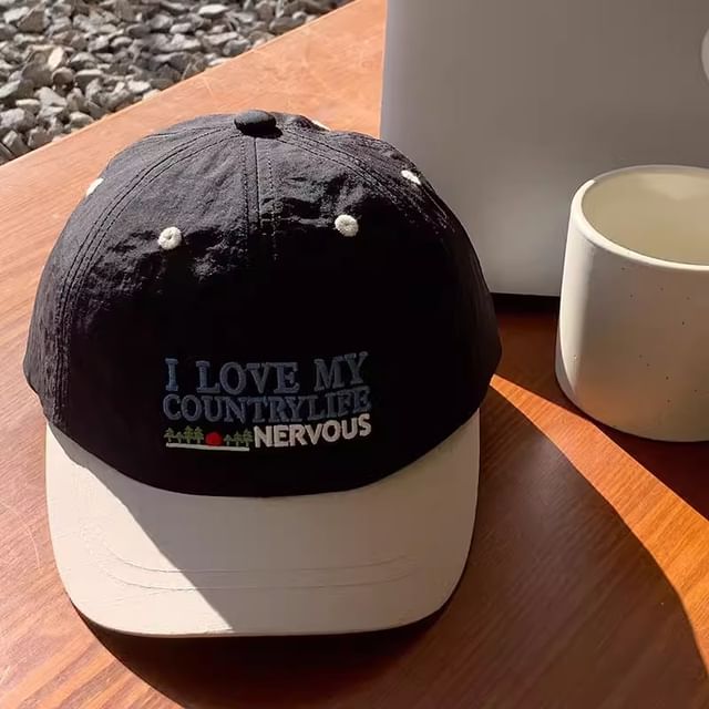 Short Panel Brim Color Cap Lettering Embroidered