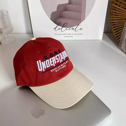 Lettering Embroidered Color Panel Baseball Cap