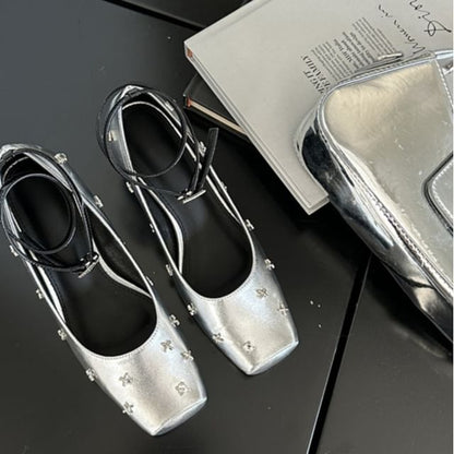 Square Toe Ankle Strap High Heel Mary Jane Shoes