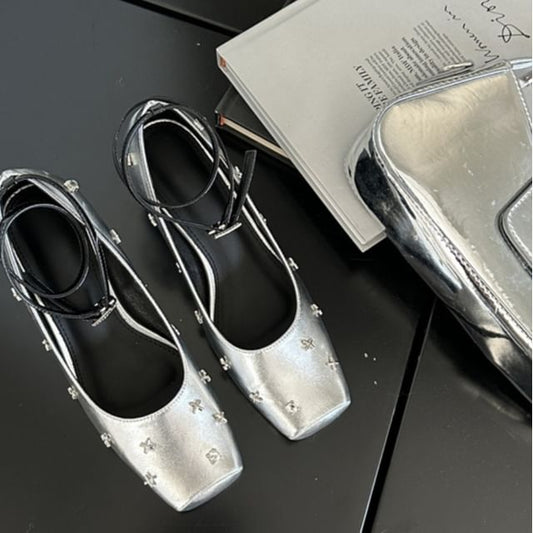 Square Toe Ankle Strap High Heel Mary Jane Shoes