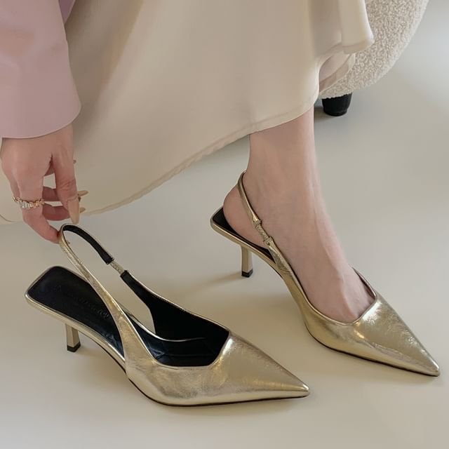 Pointy Toe High Heel Slingback Sandals