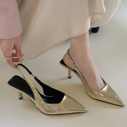 Pointy Toe High Heel Slingback Sandals