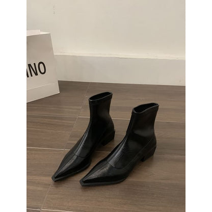 Chunky Heel Short Boots