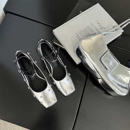 Square Toe Ankle Strap High Heel Mary Jane Shoes