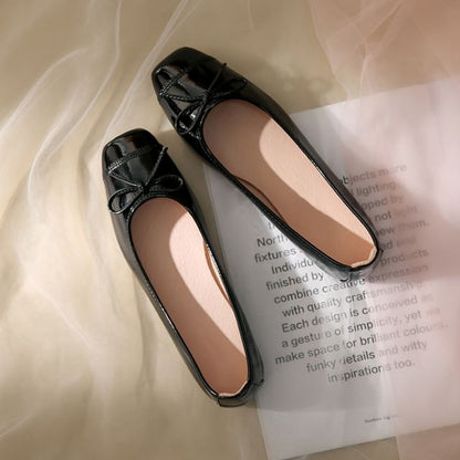 Bow Faux Leather Flats