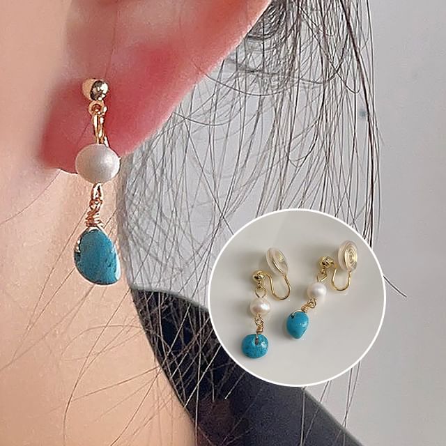 Pearl Turquoise Earring Alloy Freshwater Drop