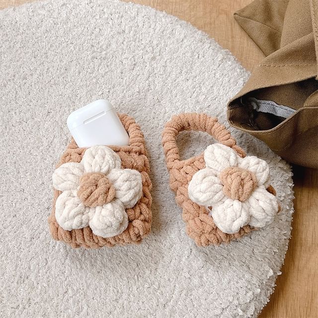 Floral Knit Earphone Pouch Case