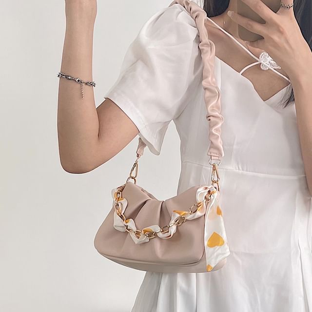 Faux Pearl Strap Shirred Shoulder Bag / Sash / Set