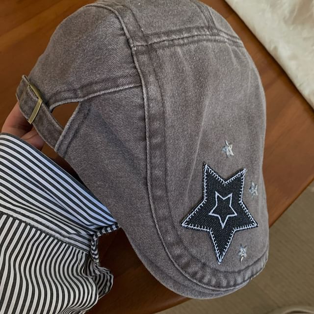 Star Applique Flat Cap