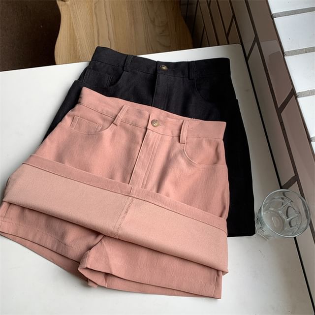 High Waist Plain Mini A-Line Skirt