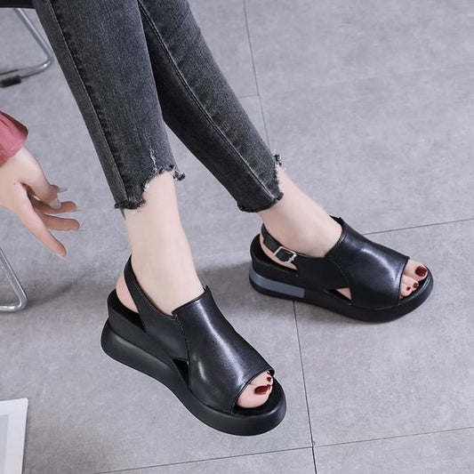 Slingback Platform Wedge Sandals
