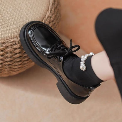 Shoes Heel Lace-Up Platform Chunky