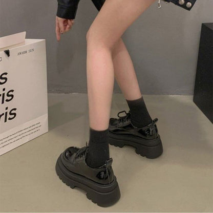 Lace-Up Platform Shoes Heel Chunky