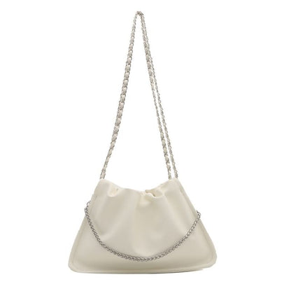 Faux Leather Chained Shoulder Bag