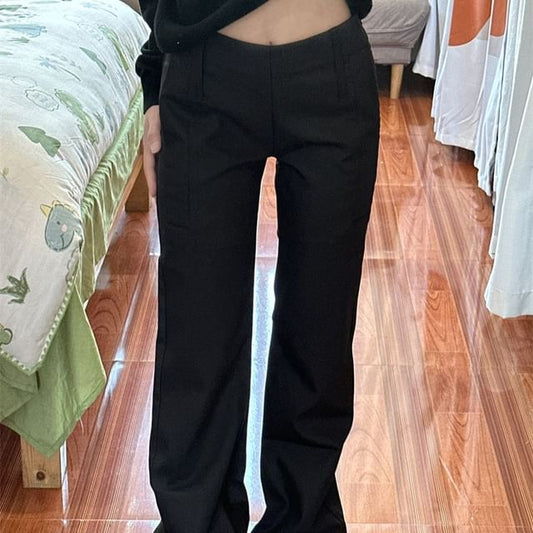 Low Rise Plain Wide Leg Dress Pants