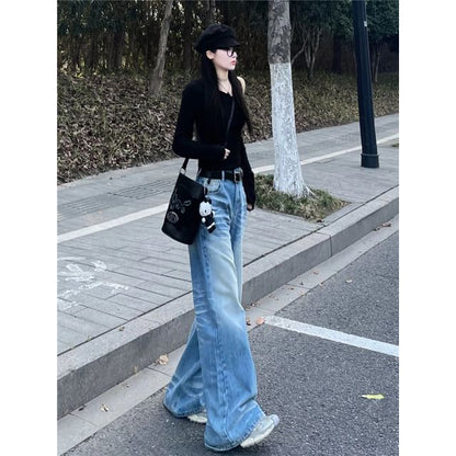 Mid Rise Washed Wide Leg Jeans (Various Designs)