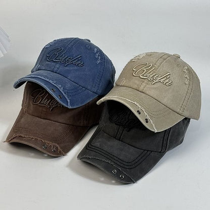 Distressed Letter Baseball Embroidered Cap