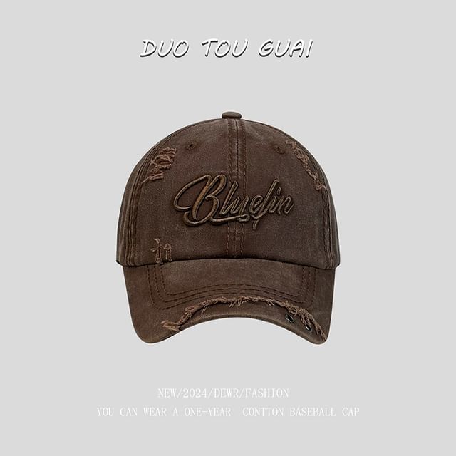 Distressed Letter Baseball Embroidered Cap
