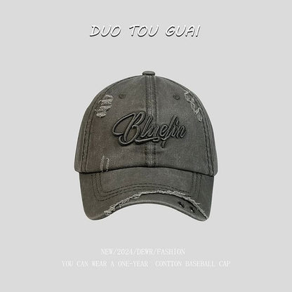 Distressed Letter Baseball Embroidered Cap
