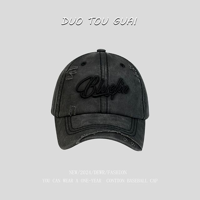 Distressed Letter Baseball Embroidered Cap