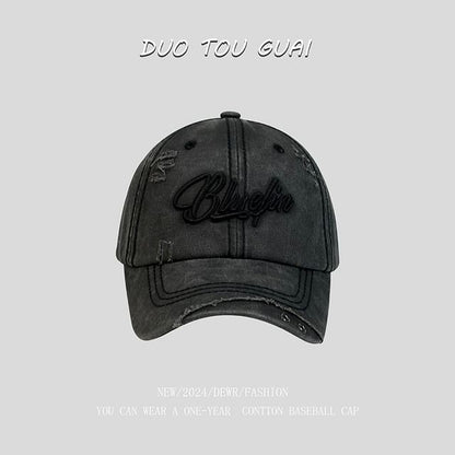 Distressed Letter Baseball Embroidered Cap