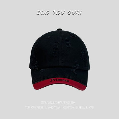 Baseball Distressed Letter Embroidered Cap