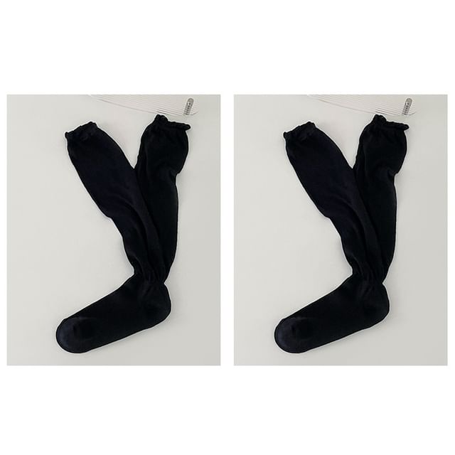 Set of 2 Pairs: Plain Shirred Socks