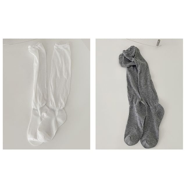 Set of 2 Pairs: Plain Shirred Socks