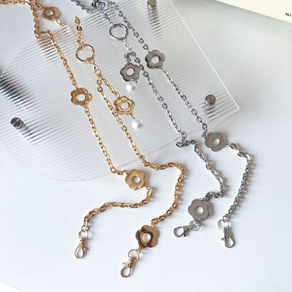 Floral Faux Pearl Alloy Phone Lanyard