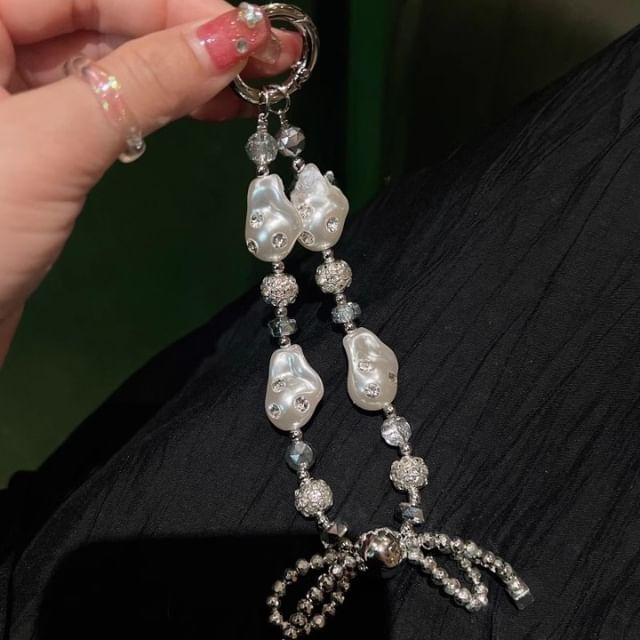 Pearl Irregular Rhinestone Phone Faux Strap