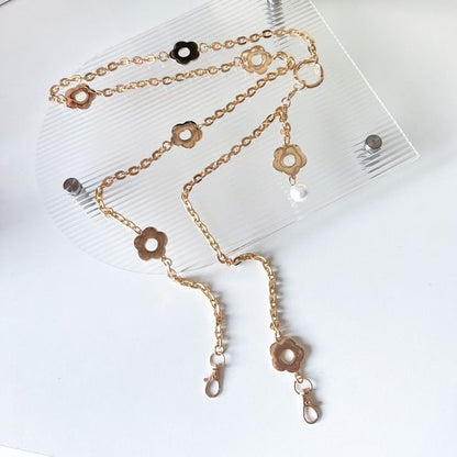 Floral Faux Pearl Alloy Phone Lanyard