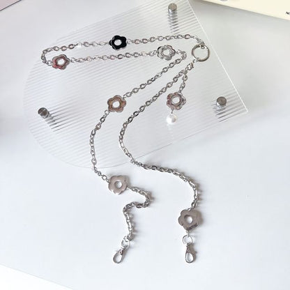 Floral Faux Pearl Alloy Phone Lanyard