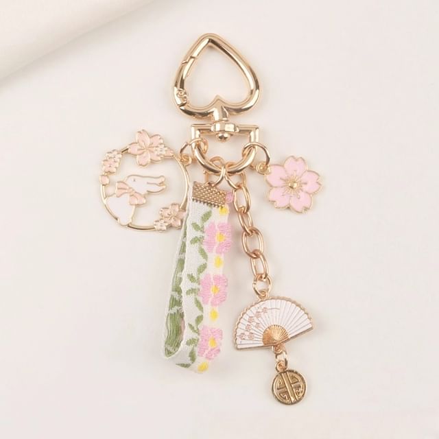 Rabbit Sakura Strap / Faux Pearl Bag Charm Keyring (Various Designs)