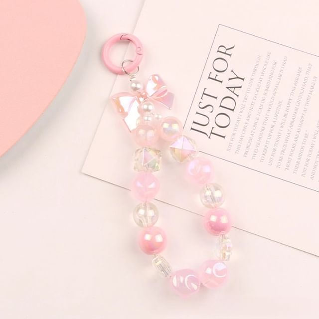 Bow Faux Pearl Bag Charm Keyring